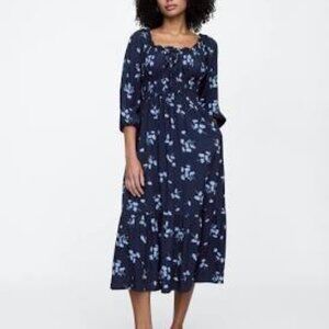 Gap smocked square neck midi dress